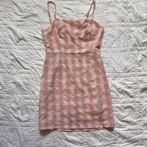 BP Nordstrom gingham mini dress size S pink square neck cottage coquette preppy